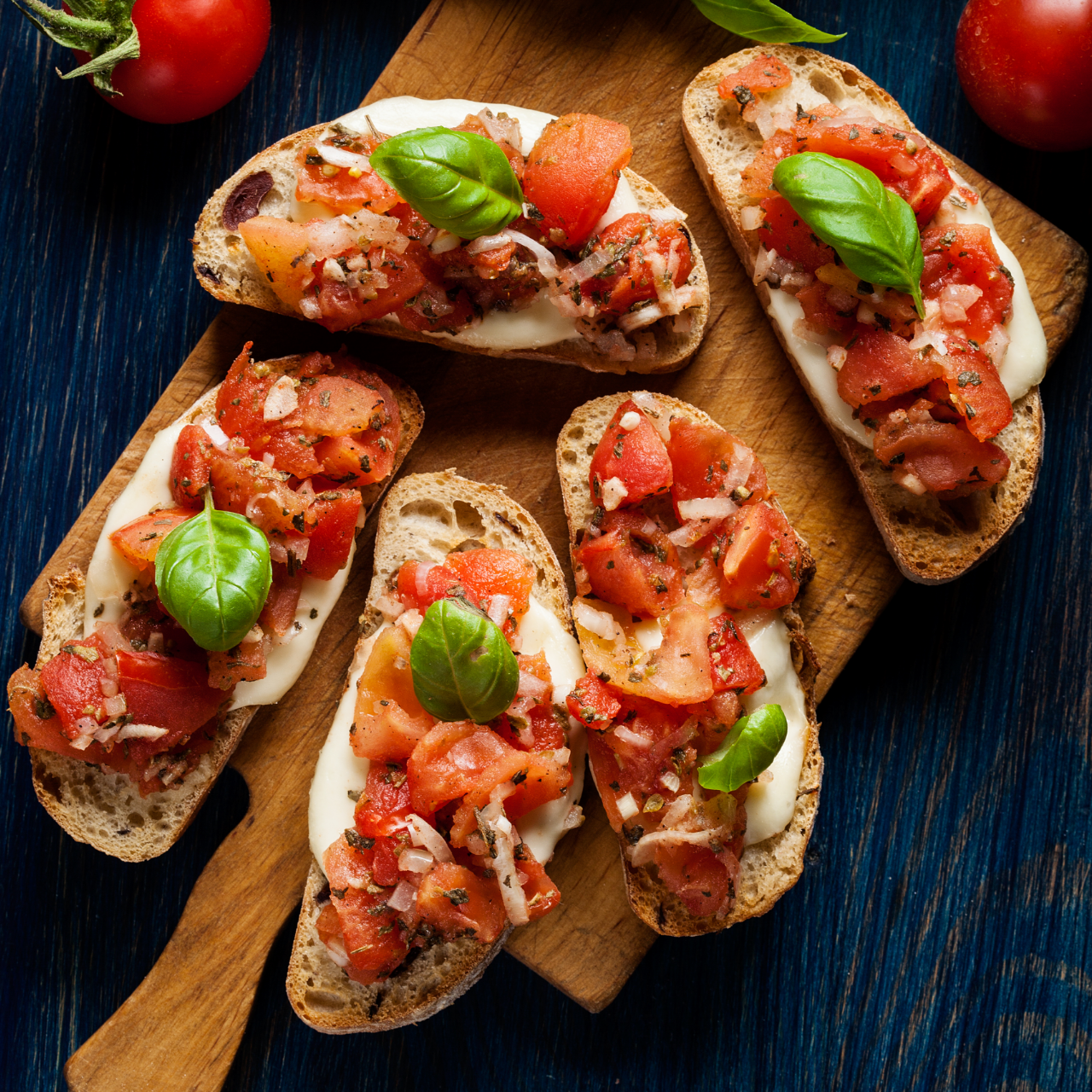 Top down view of plated food