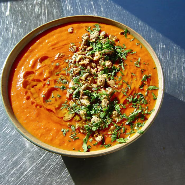 Recipe Image Pepper Soup + Pumpkin Seed Crunch