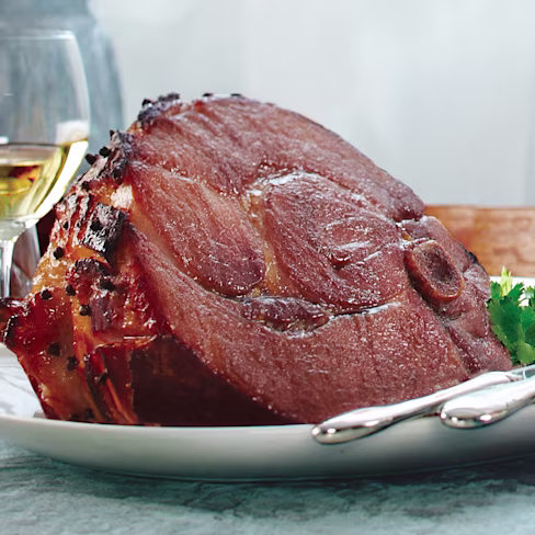 Plate of Root Beer Glazed Ham