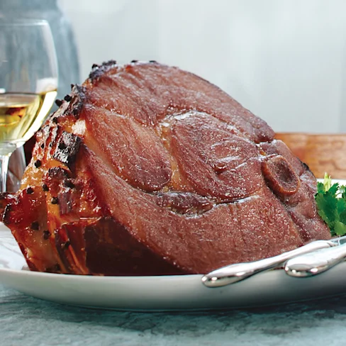 Plate of Root Beer Glazed Ham