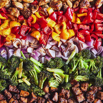 Image of chicken, tofu and vegetables