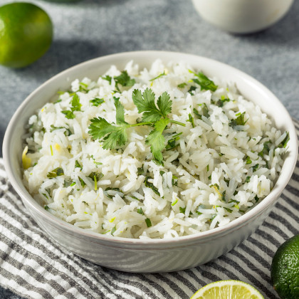 A plate of mexican-style green rice