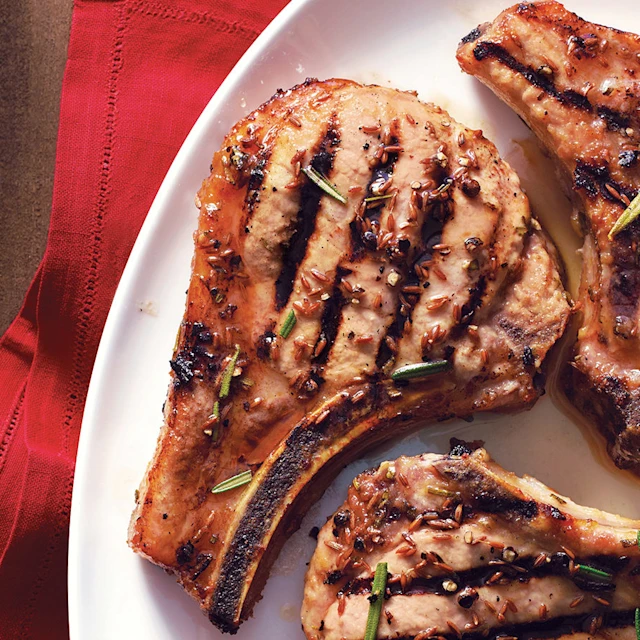 Image Recipe Honey-Cumin Glazed Pork Chops