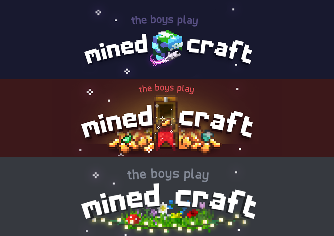 Logos for 'the boys play mined craft'