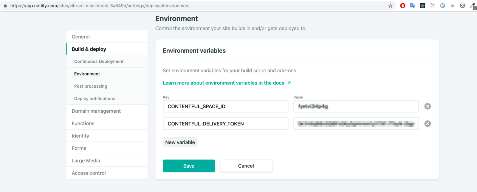 Environment variables