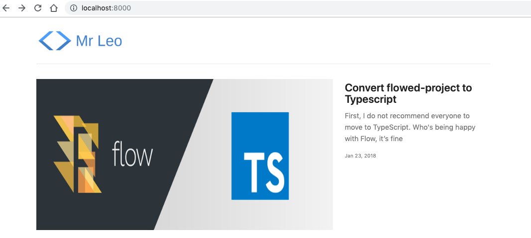 Home page with featured post