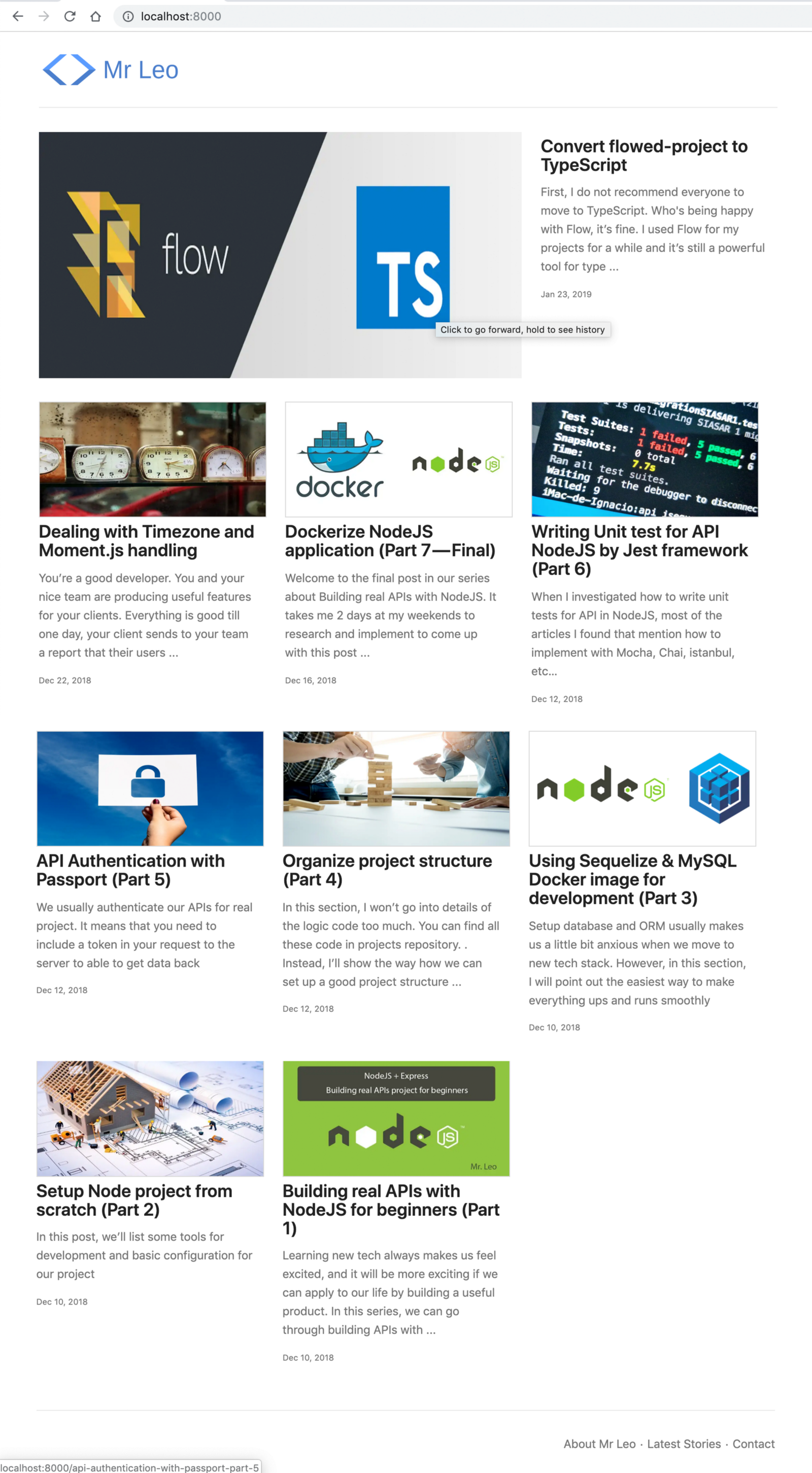Home page with real data from Contentful