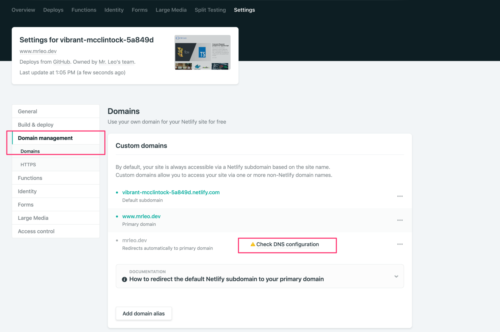 Check DNS configuration