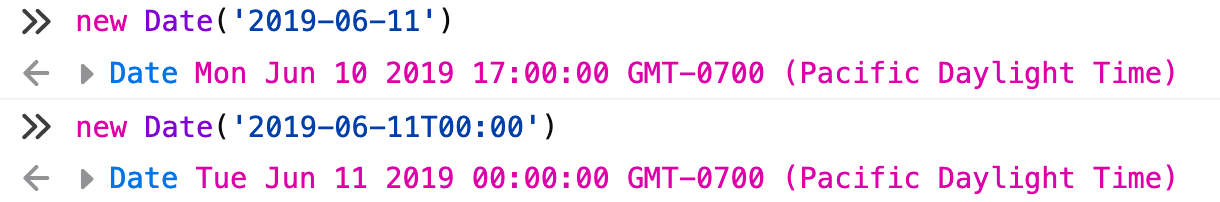 Date created in Local Time vsl  Date created in UTC