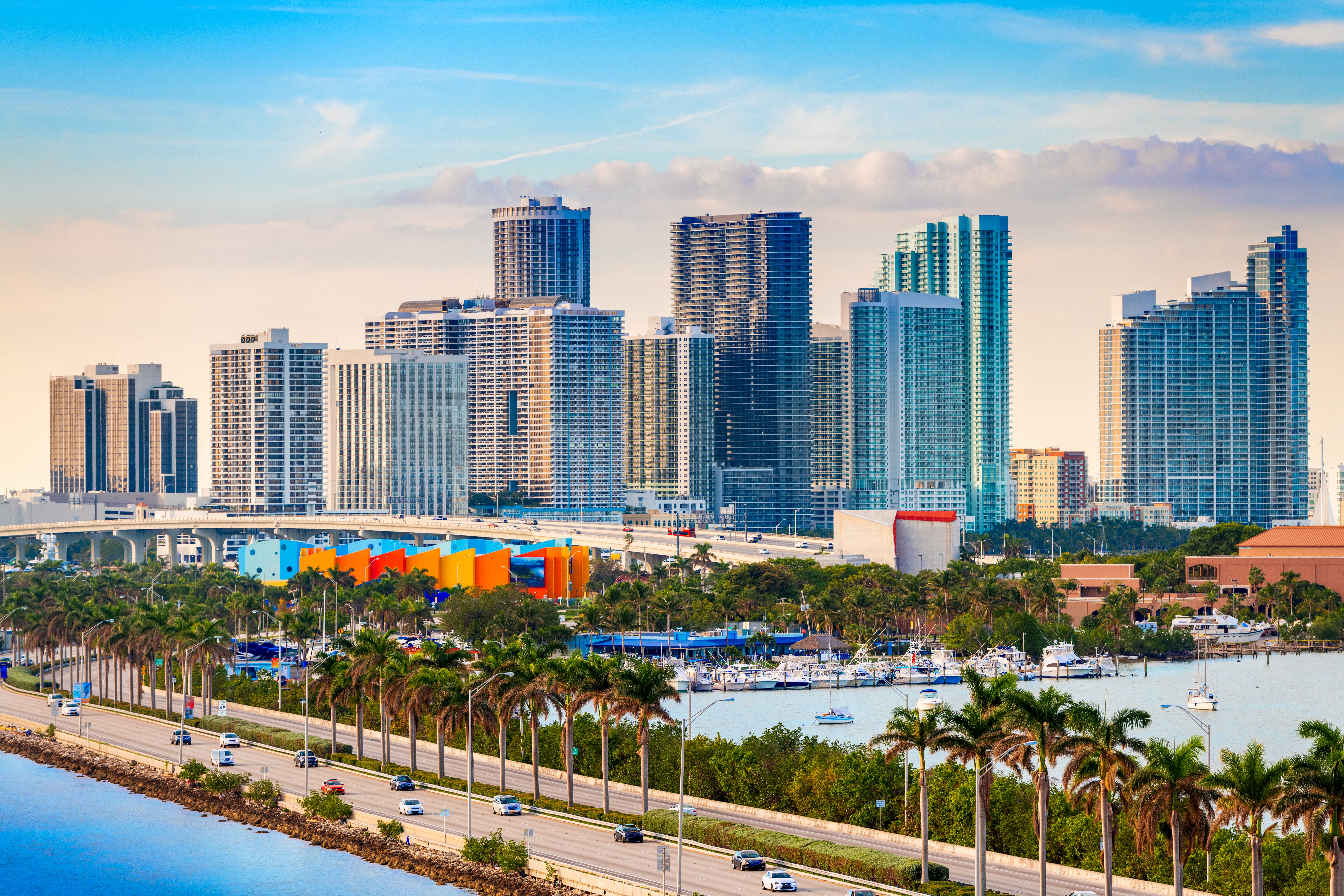 View of downtown Miami with skyscrapers