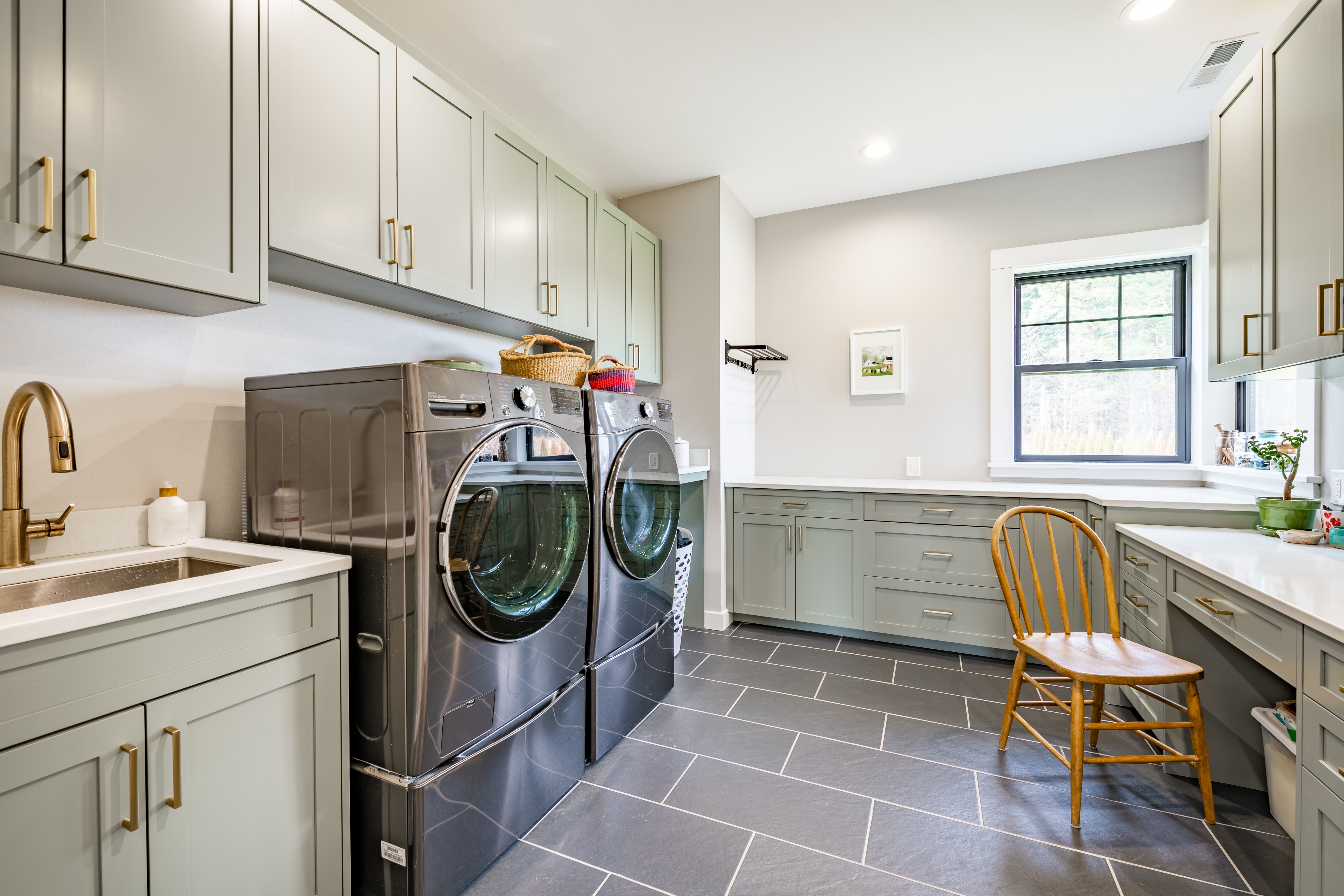 Washer and dryer in a washing room