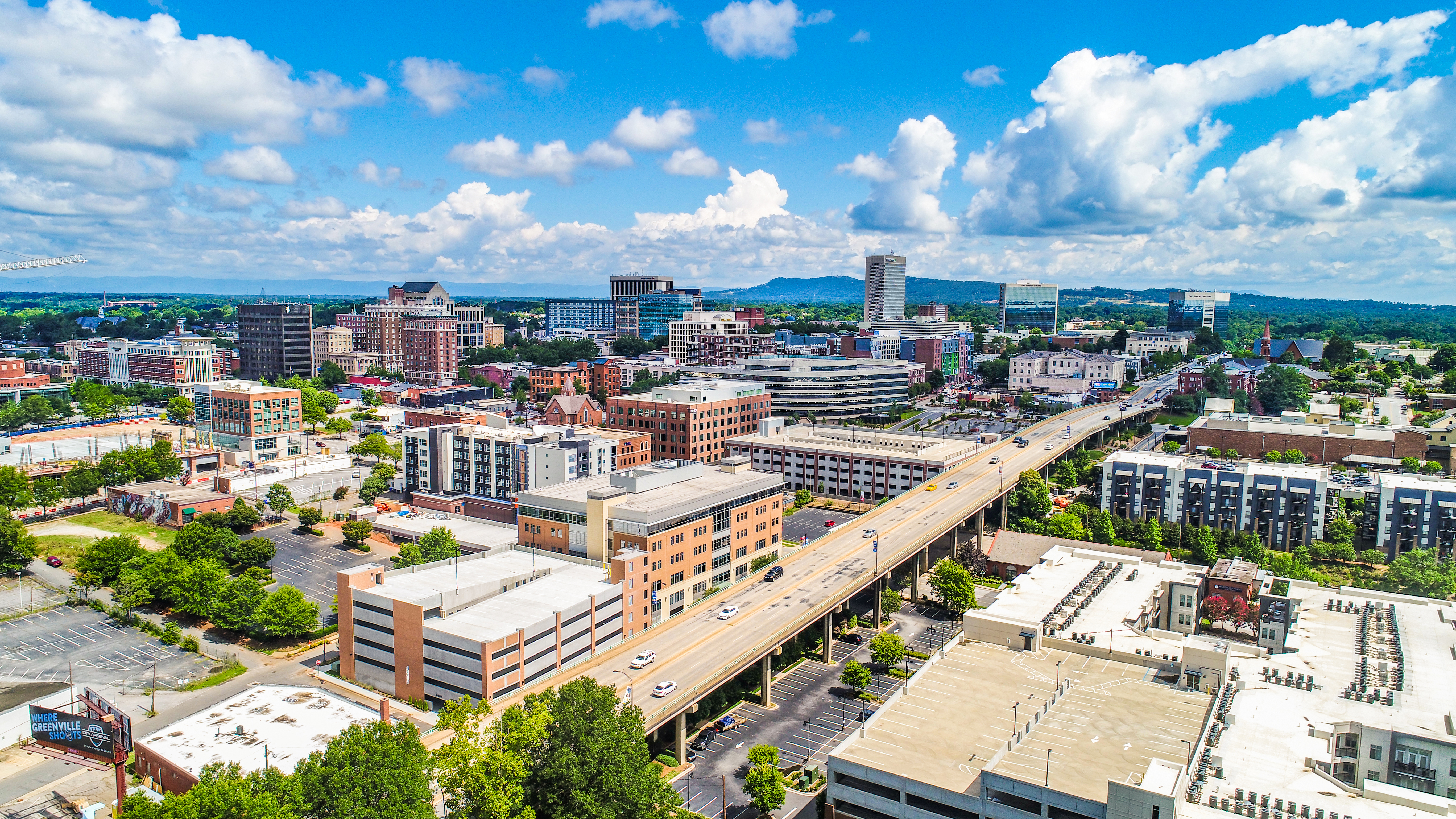 Aerial view of Greenville, SC