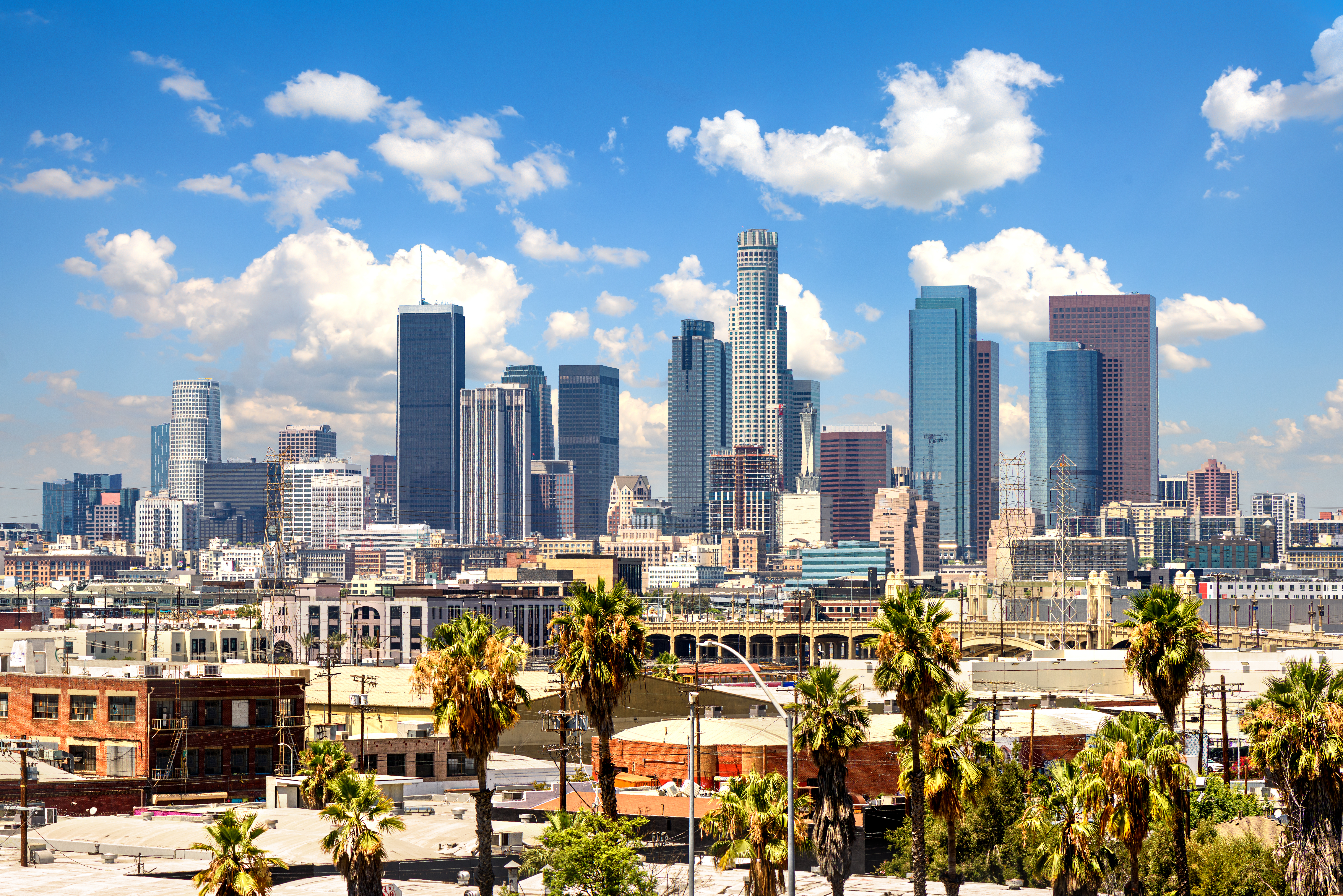 Skyline view of Downtown Los Angeles during the day