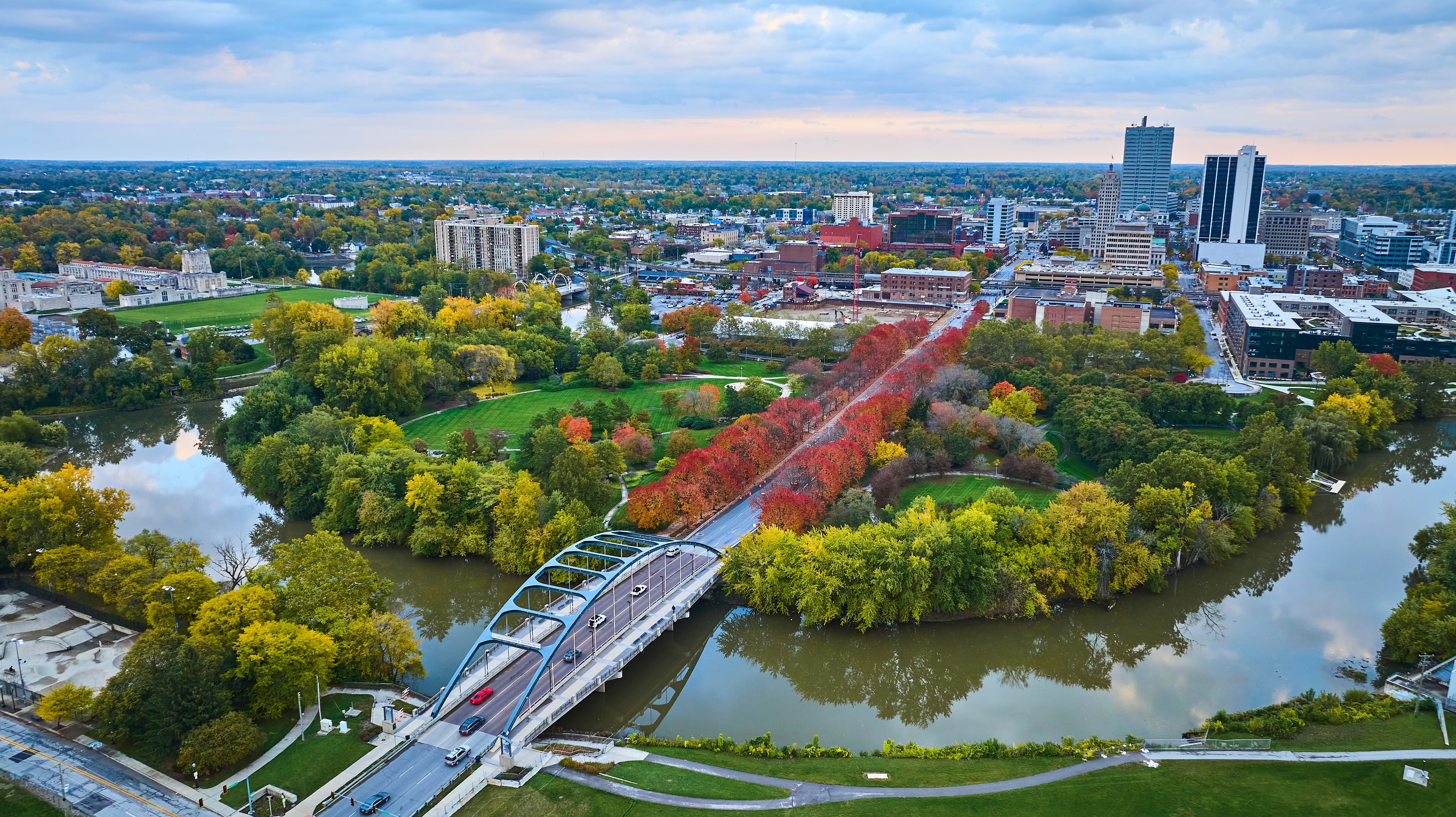Aerial view of Fort Wayne, IN