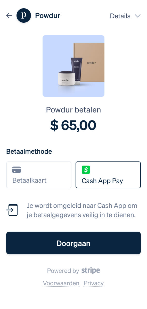 Cash App Pay-betaalscherm op telefoon