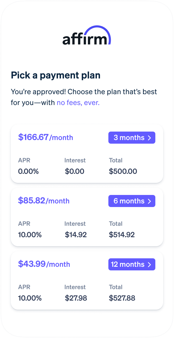 A phone image displaying how Affirm pay installments work