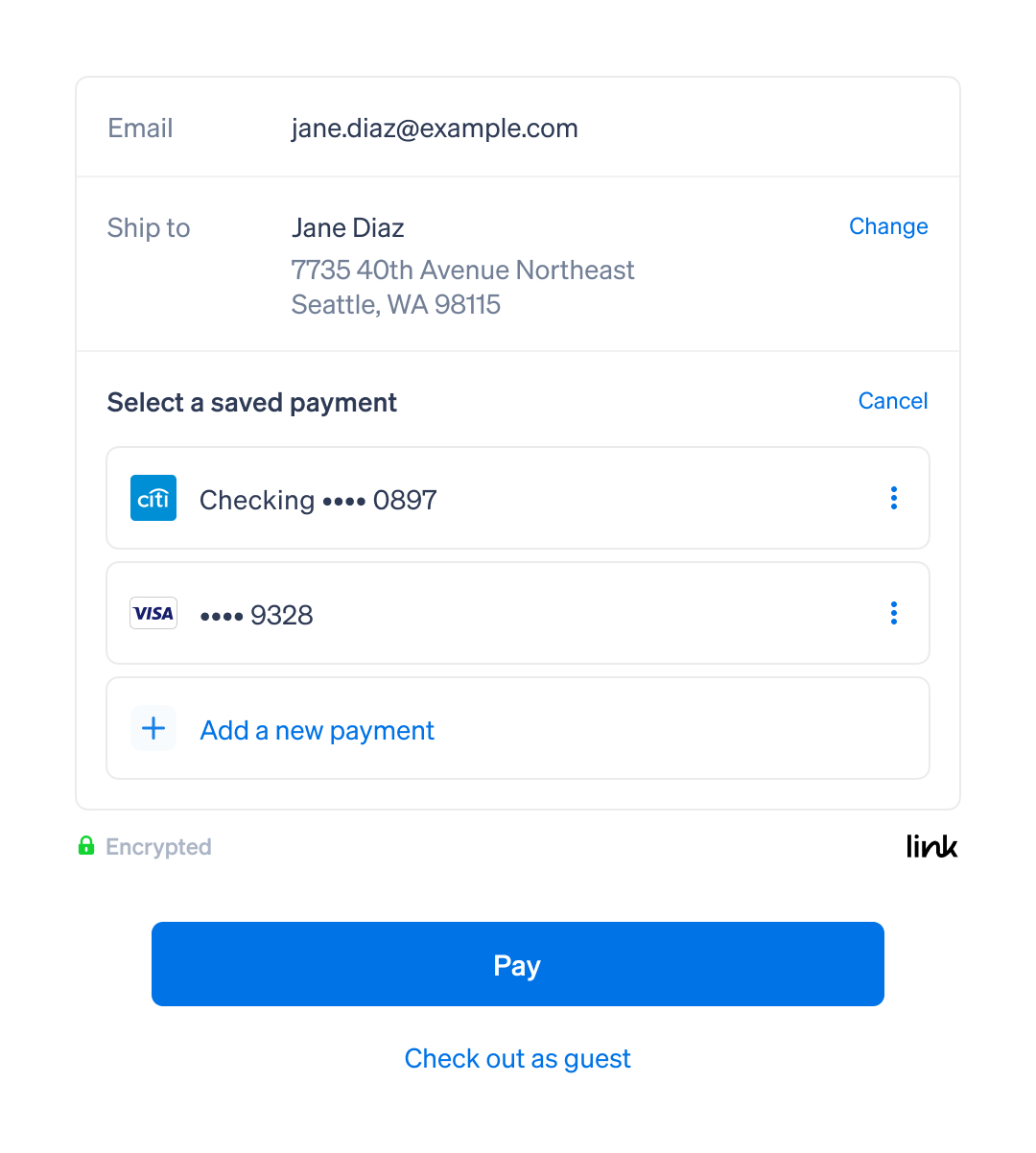 Link by Stripe One click payments