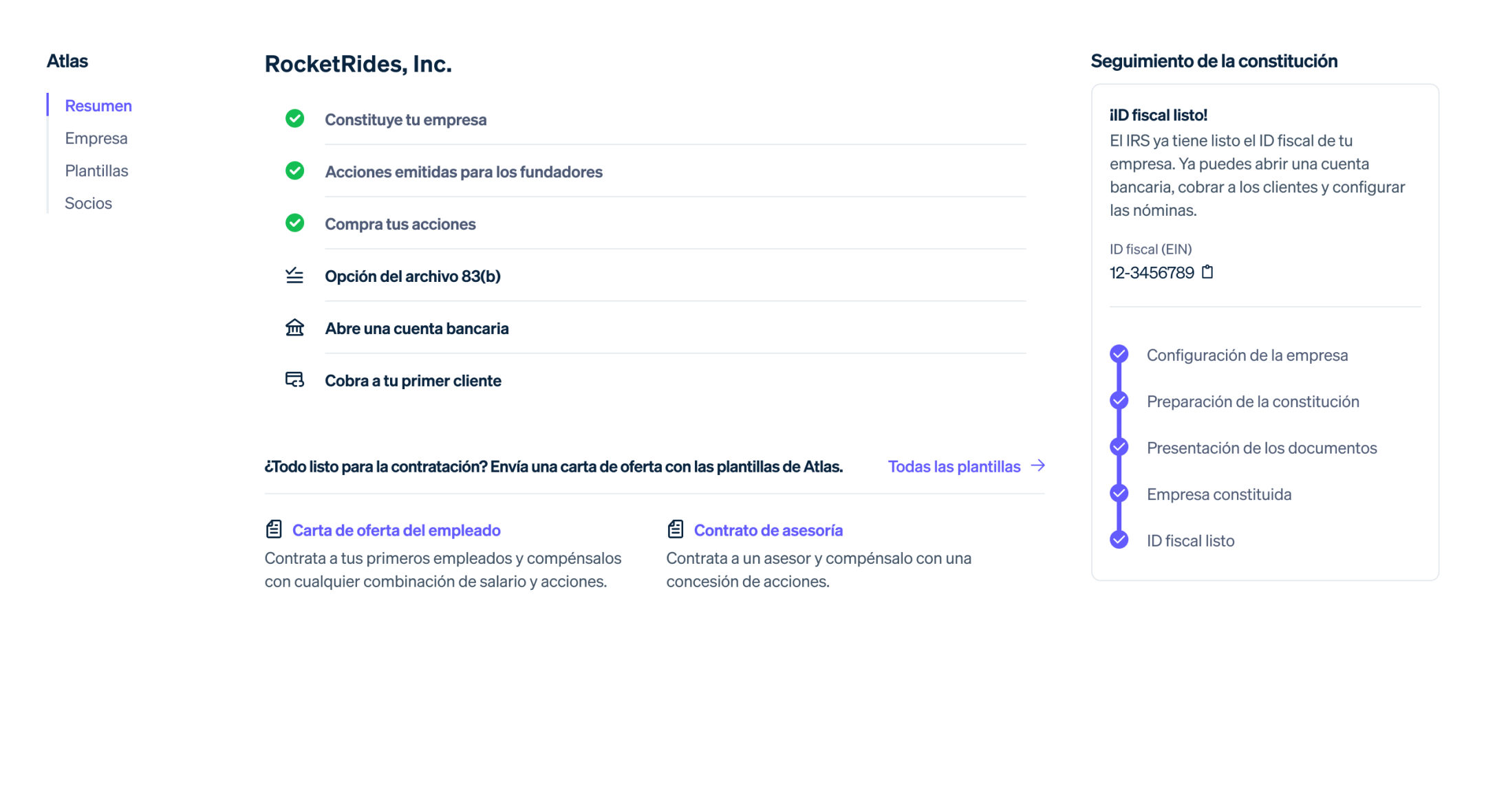 Example screenshot of the Atlas onboarding flow