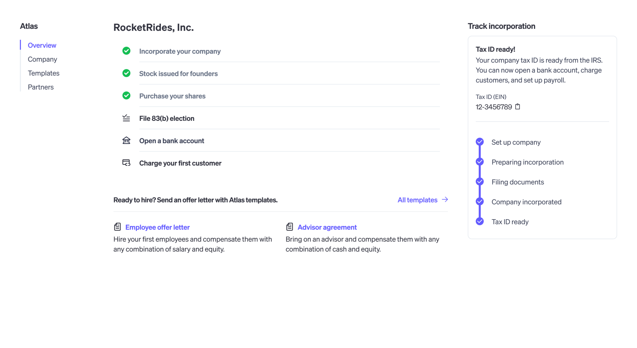 Example screenshot of the Atlas onboarding flow