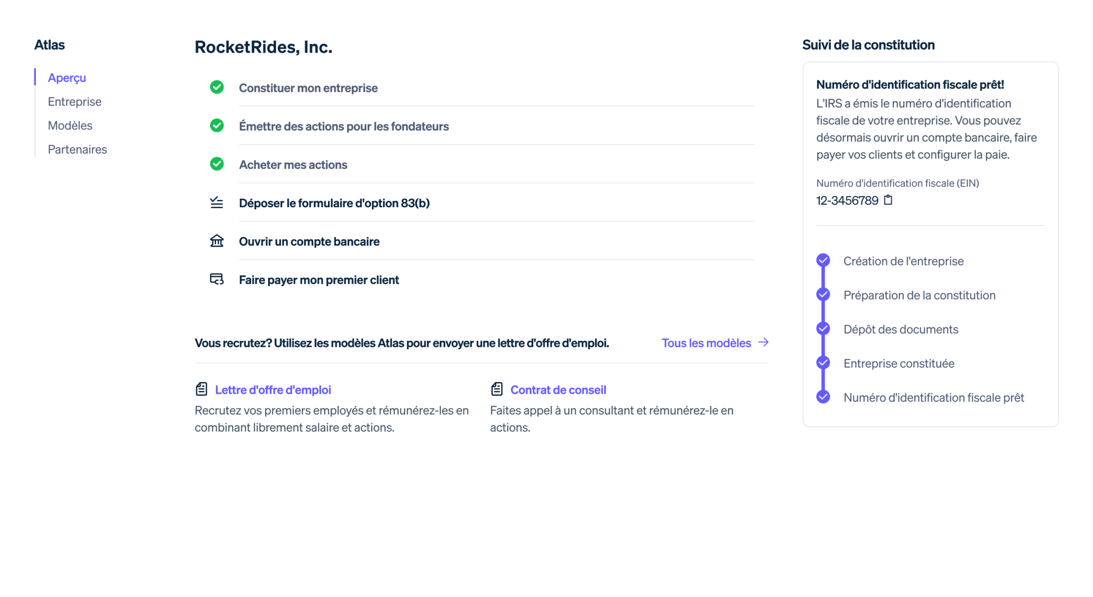 Example screenshot of the Atlas onboarding flow