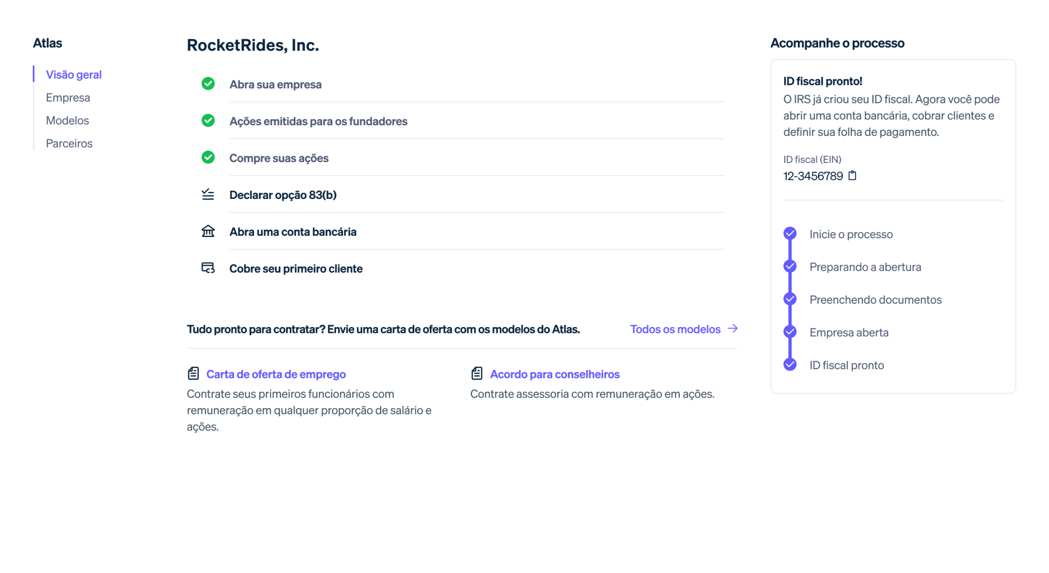 Example screenshot of the Atlas onboarding flow