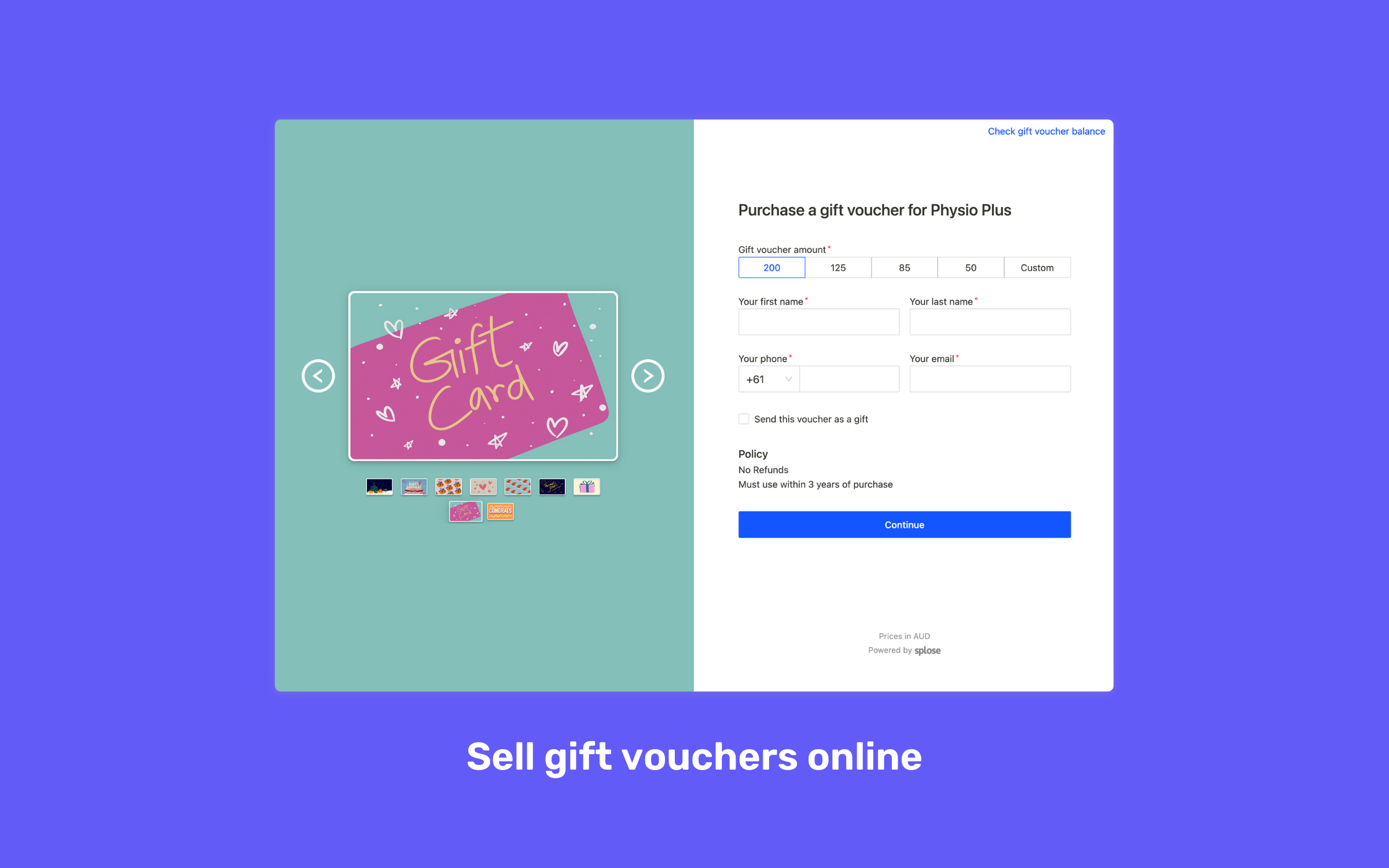 Sell gift vouchers online