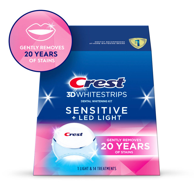 ホワイトニング Crest 3D Whitestrips with Light 3DWhitestrips Sensitive + LED Light At-Home Teeth Whitening