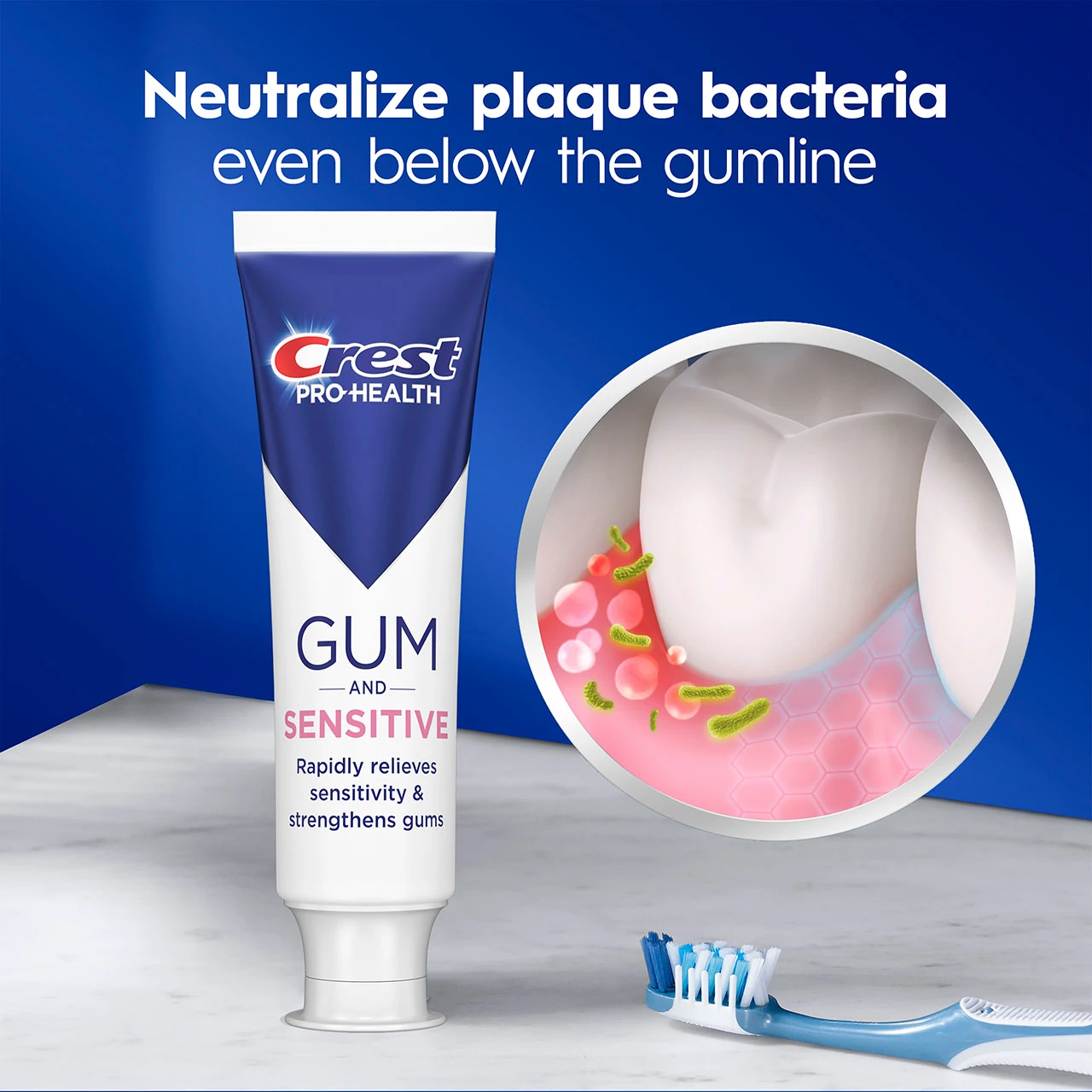 Neutralize plaque bacteria even below the gum line