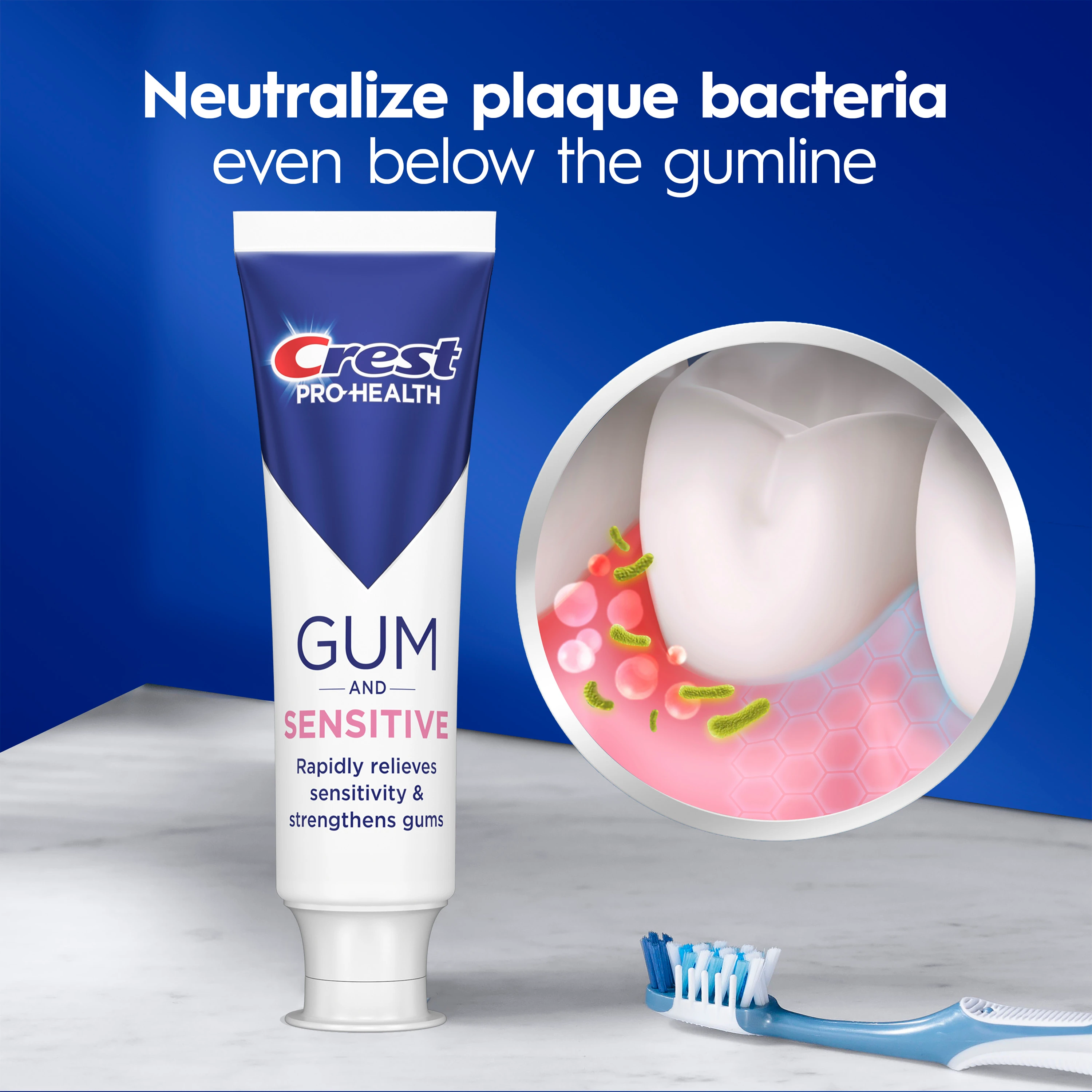 Neutralize plaque bacteria even below the gumline