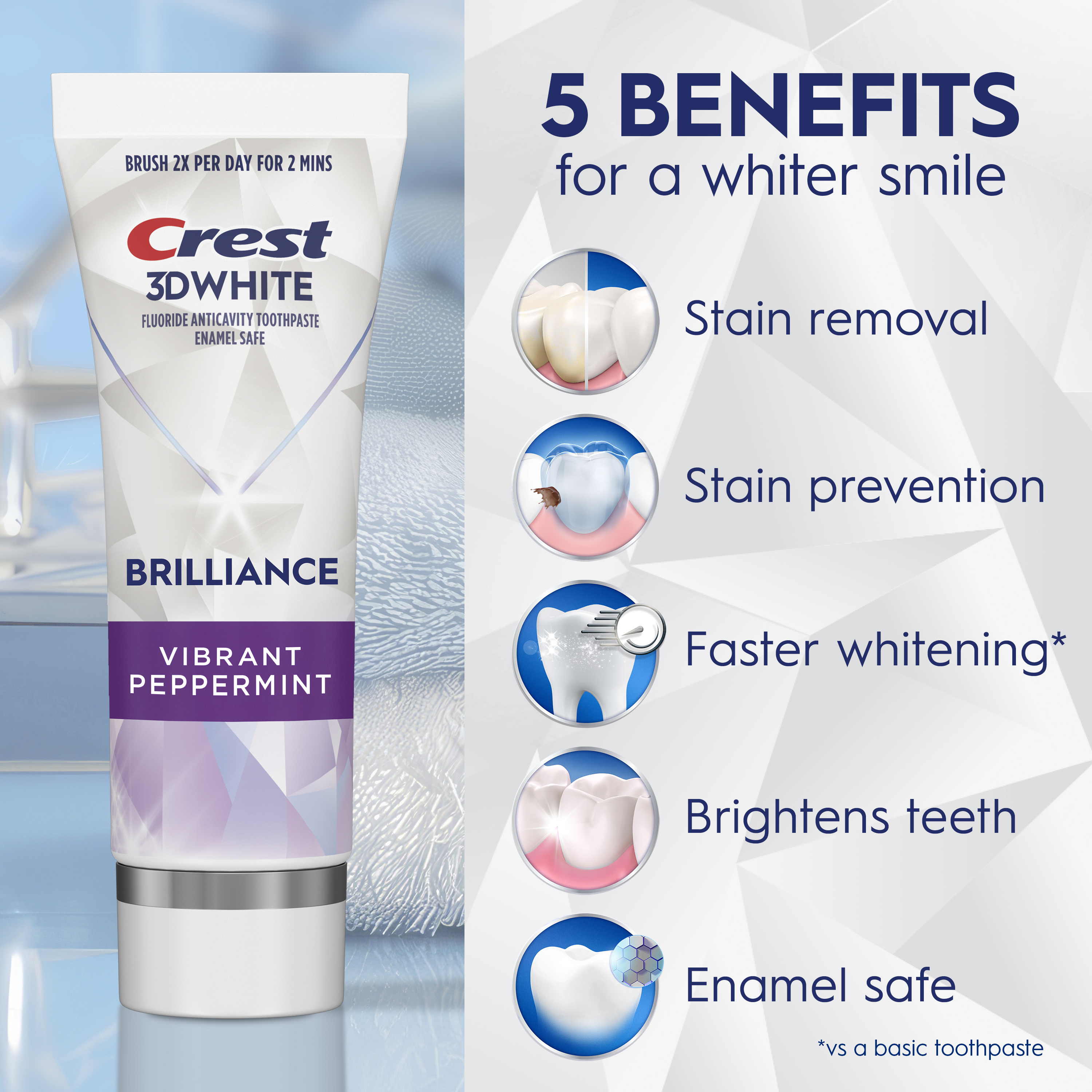 Crest 3D White Brilliance Toothpaste, Vibrant Peppermint | Crest