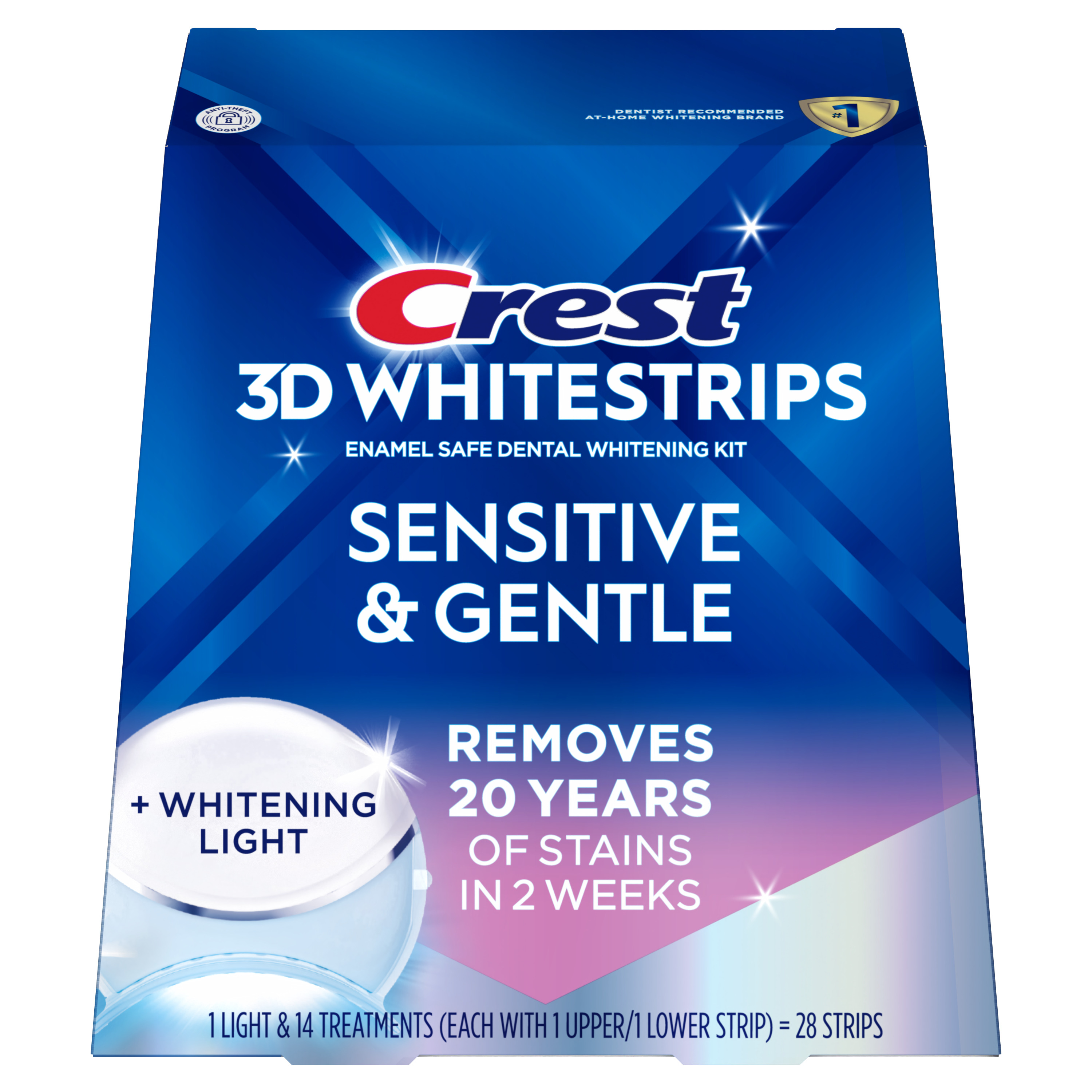 Crest 3DWhitestrips Sensitive + LED Light At-Home Teeth Whitening Kit