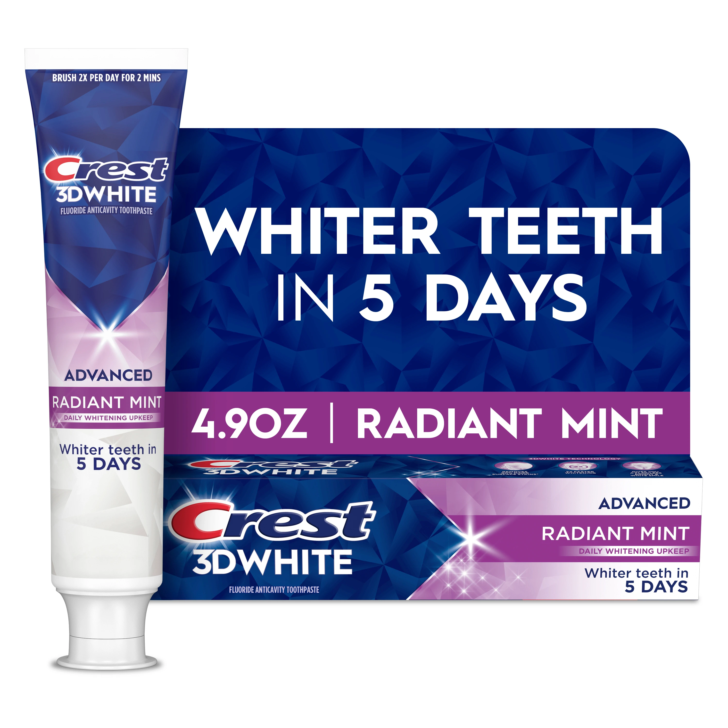 Crest 3DWhite Whitening Toothpaste, Advanced Radiant Mint package