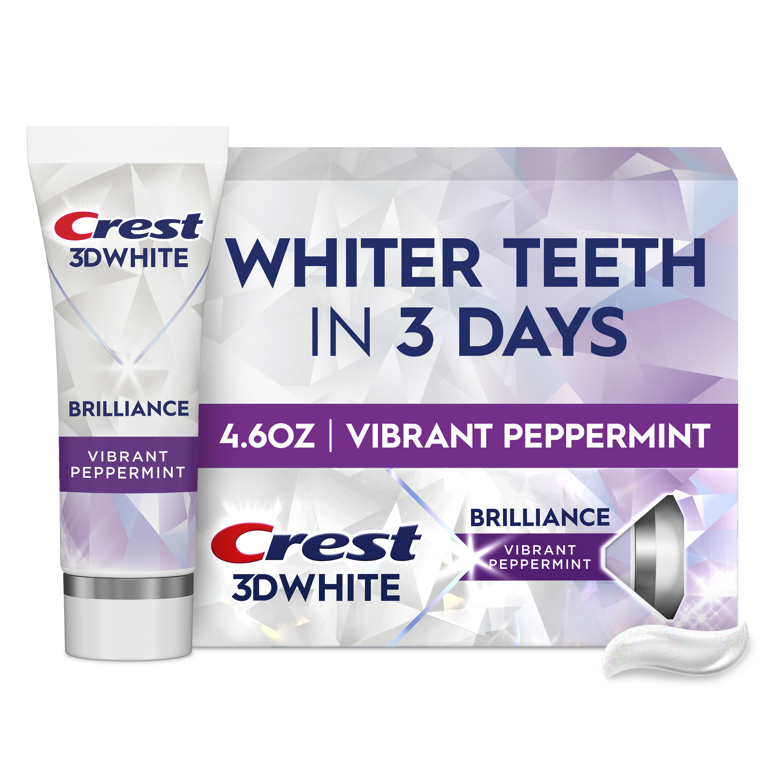 Crest 3DWhite Brilliance Vibrant Peppermint Teeth Whitening Toothpaste, 4.6 oz