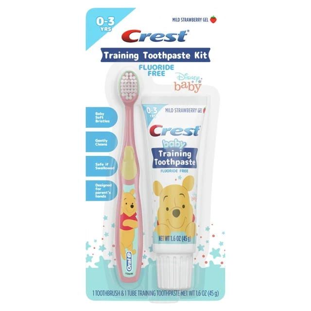Crest Baby Training Toothpaste and Toothbrush Kit, Disney Winnie the Pooh, Mild Strawberry Gel