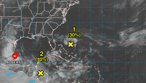 Alberto en de twee andere buienclusters - National Hurricane Center