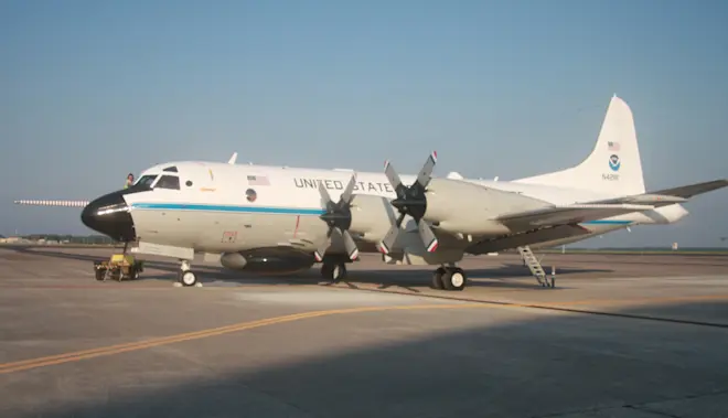 Een vliegtuig van de Hurricane Hunters - NOAA