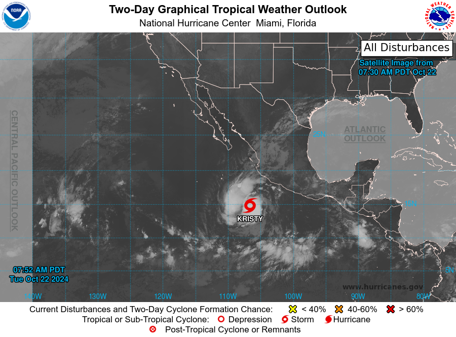 Tropische storm Kristy, aan de andere van Midden-Amerika op de Grote Oceaan - National Hurricane Center