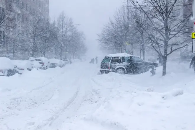 Sneeuw in de VS tijdens een blizzard in 2016 - Joe Flood