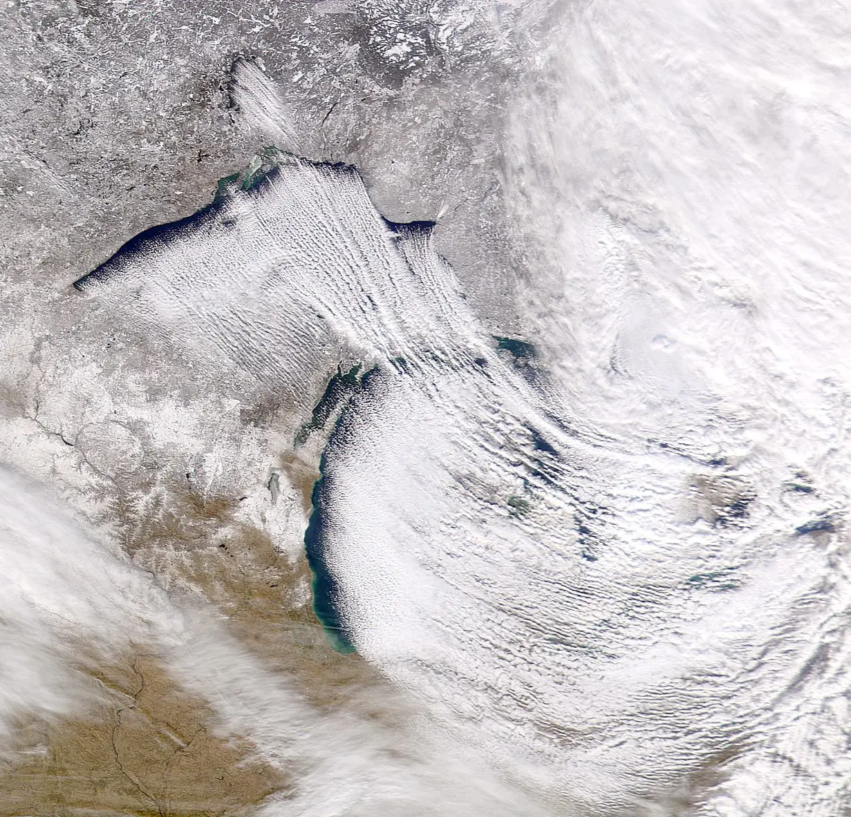 Lake-effect snow in het noorden van de VS - NASA