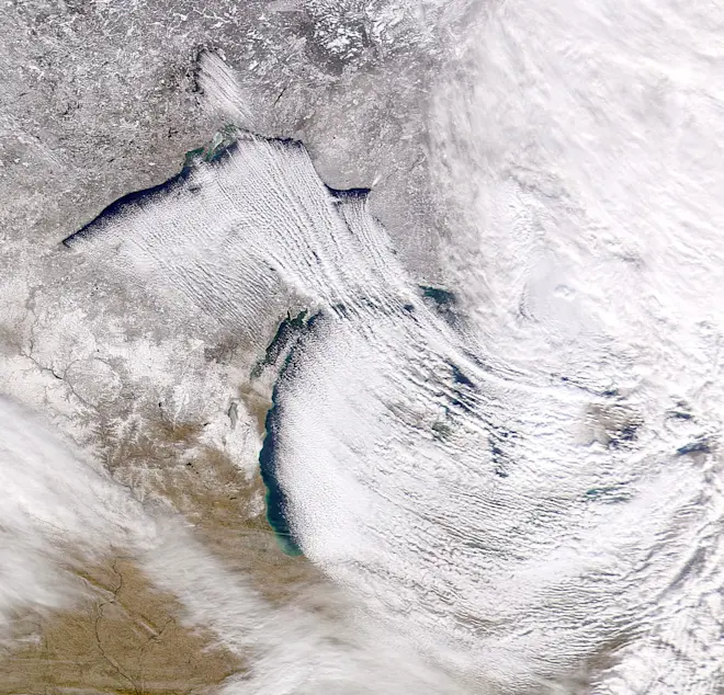 Lake-effect snow in het noorden van de VS - NASA