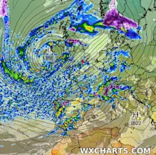 Storm Herminia beïnvloedt het weer in grote delen van Europa - WXCharts.com