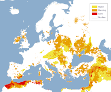 De droogtekaart van de eerste 10 dagen van februari - European Drought Observatory