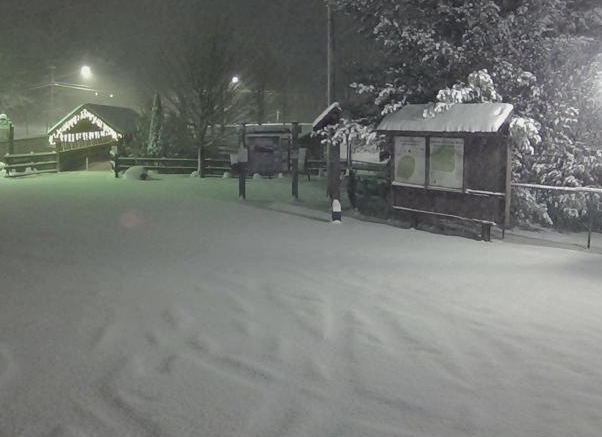 Sneeuw, vanochtend in Old Forge, in het verlengde van het Ontariomeer - Webcam