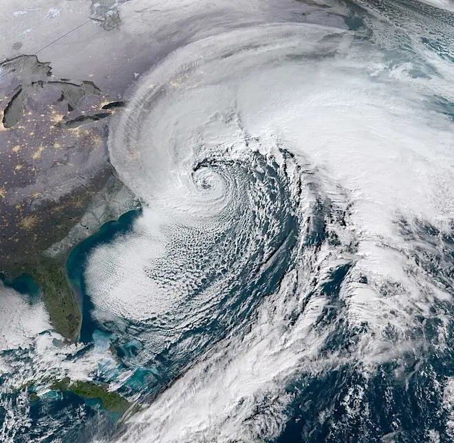 Een lagedrukgebied brengt het noordoosten van de VS begin januari 2018 een sneeuwstorm - NOAA