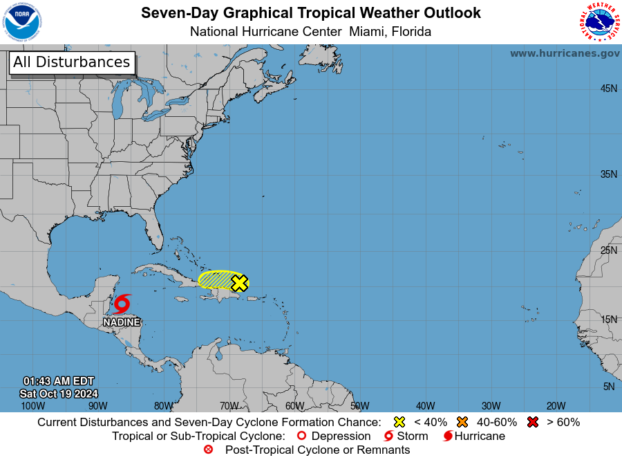 Nadine en de andere buiencluster in één blik - National Hurricane Center