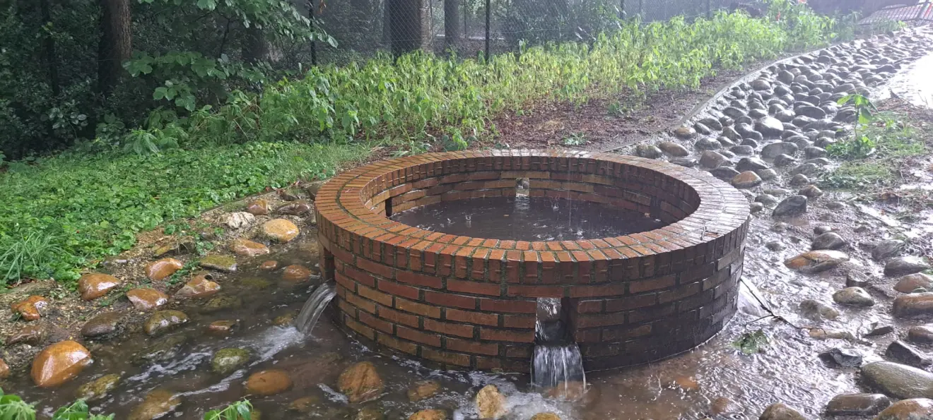 Een regenwaterput in het Park Daalhuizen in Velp stort over op een wadi - Grieta Spannenburg