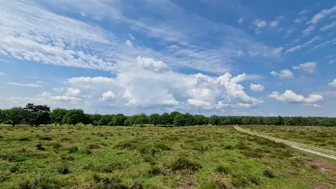 Wolken en zon en groen