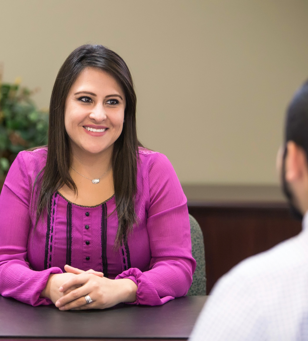 A Financial Services Representative speaking with a customer.