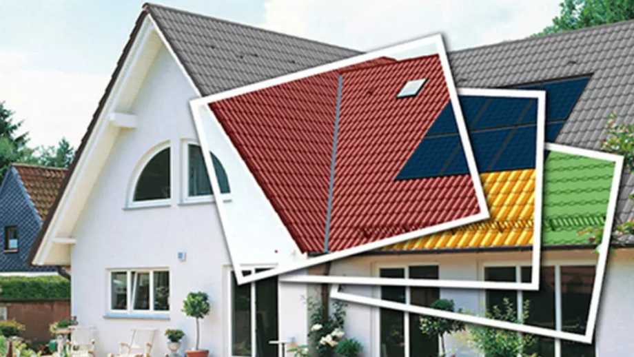 Haus mit überlagernden Bildern alternativer Dacheindeckungen