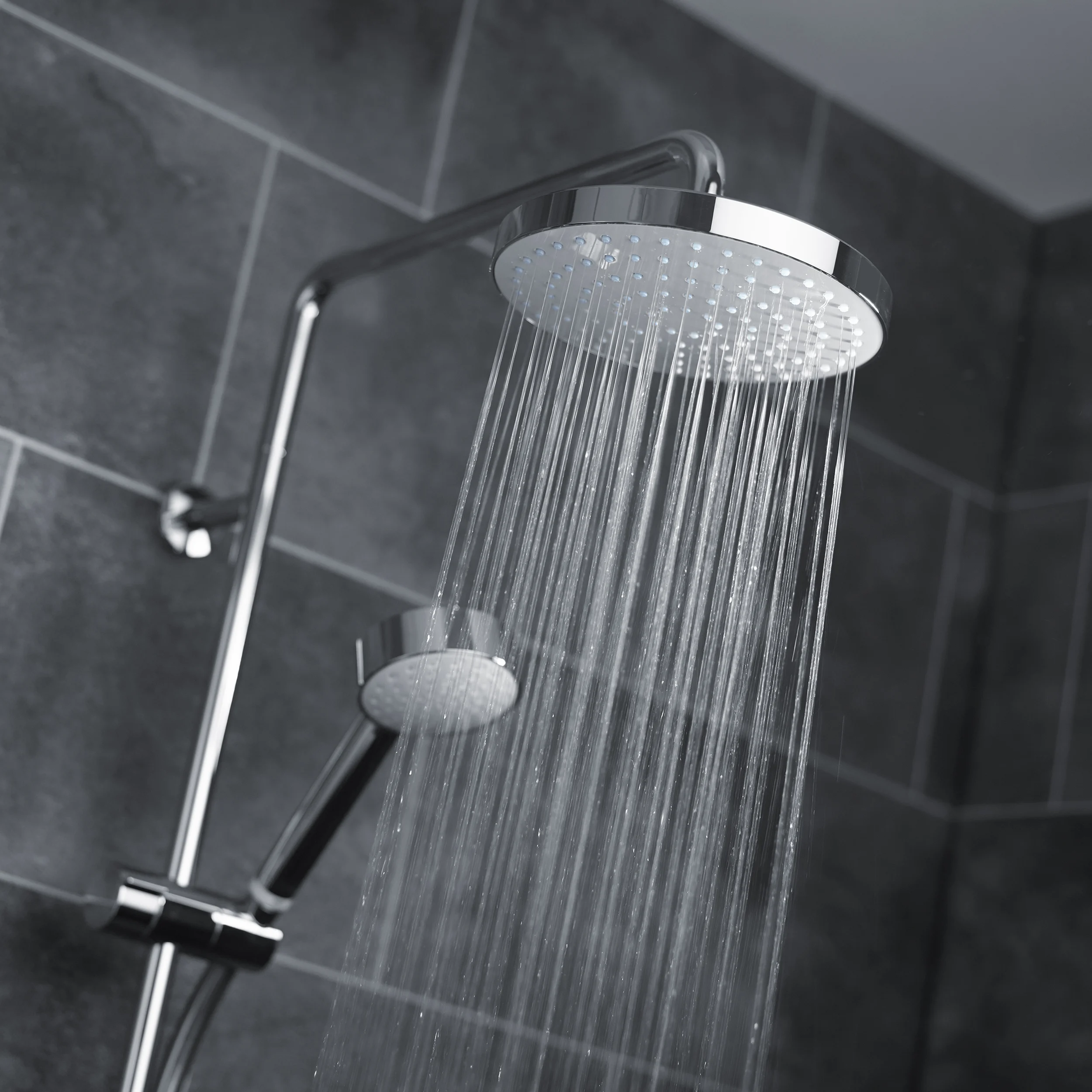 The small bucket is a shower head, the large one is a rain head